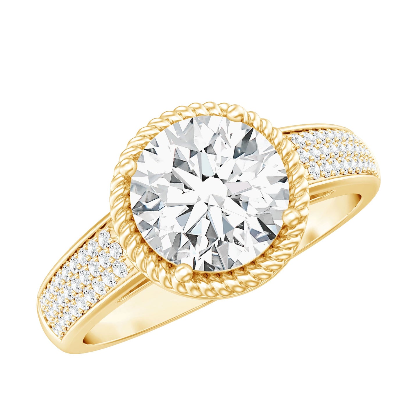 Lab Grown Diamond Circle Engagement Ring With Rope Frame