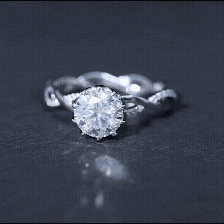 Round Cut Lab Grown Diamond Unique Engagement Ring