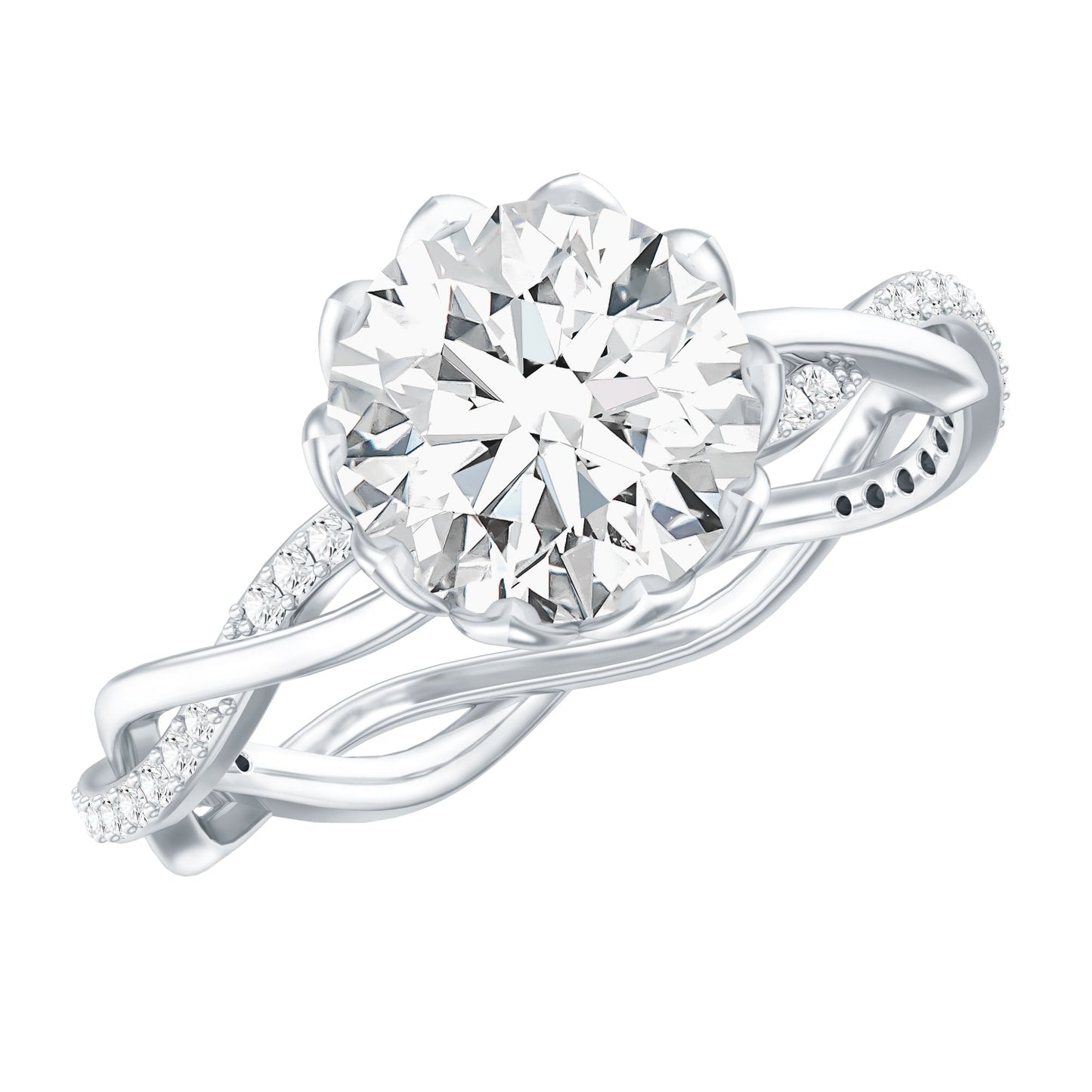 Round Cut Lab Grown Diamond Unique Engagement Ring