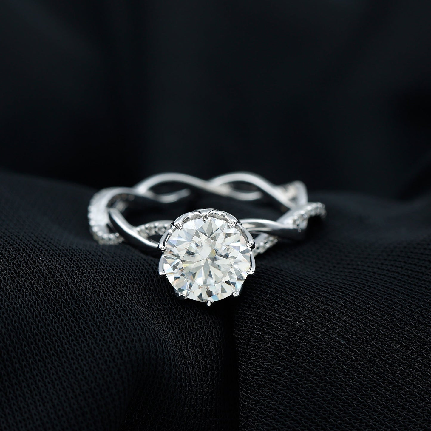 Round Cut Lab Grown Diamond Unique Engagement Ring