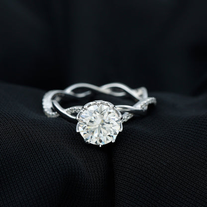 Round Cut Lab Grown Diamond Unique Engagement Ring