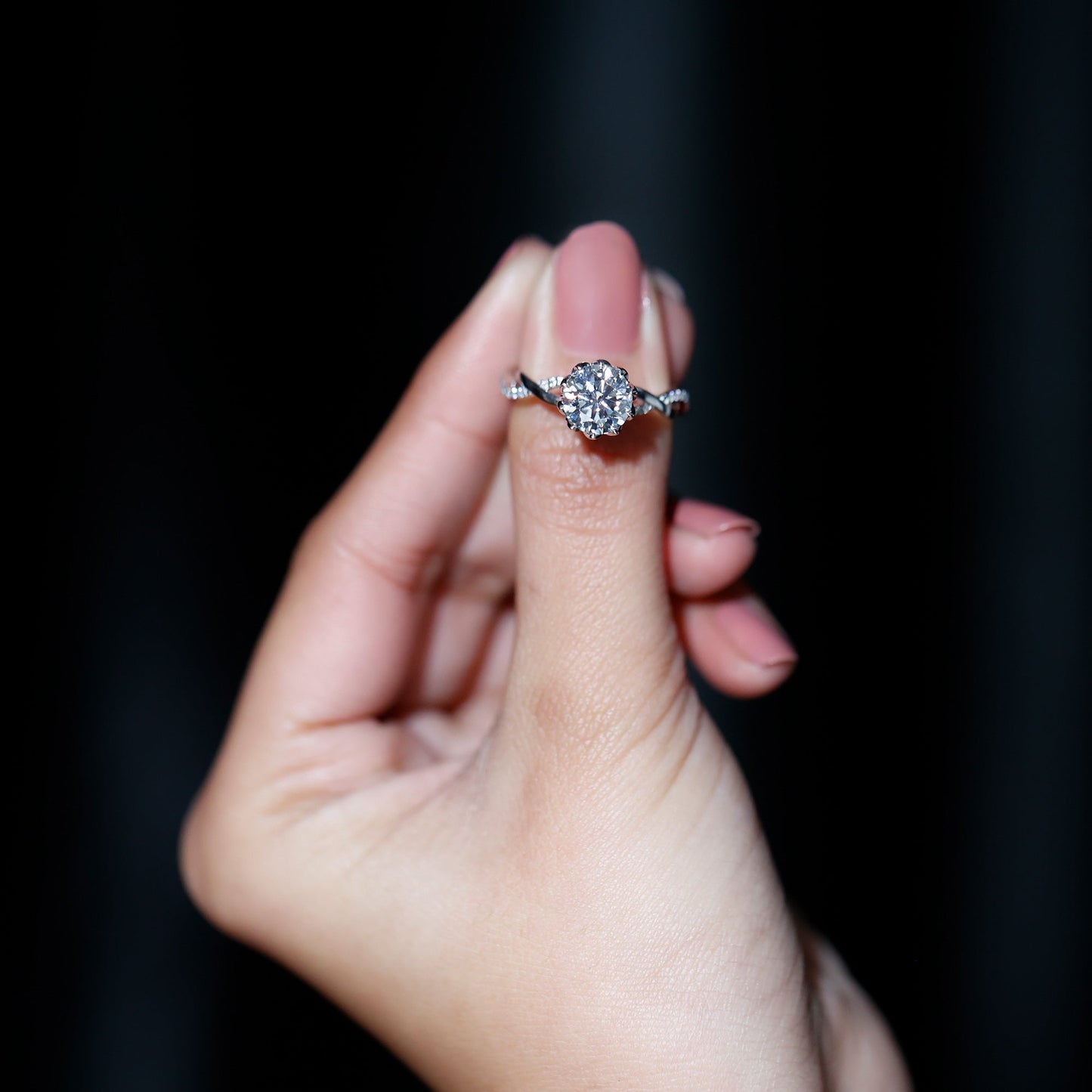 Round Cut Lab Grown Diamond Unique Engagement Ring