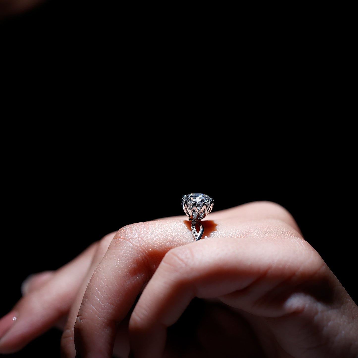 Round Cut Lab Grown Diamond Unique Engagement Ring