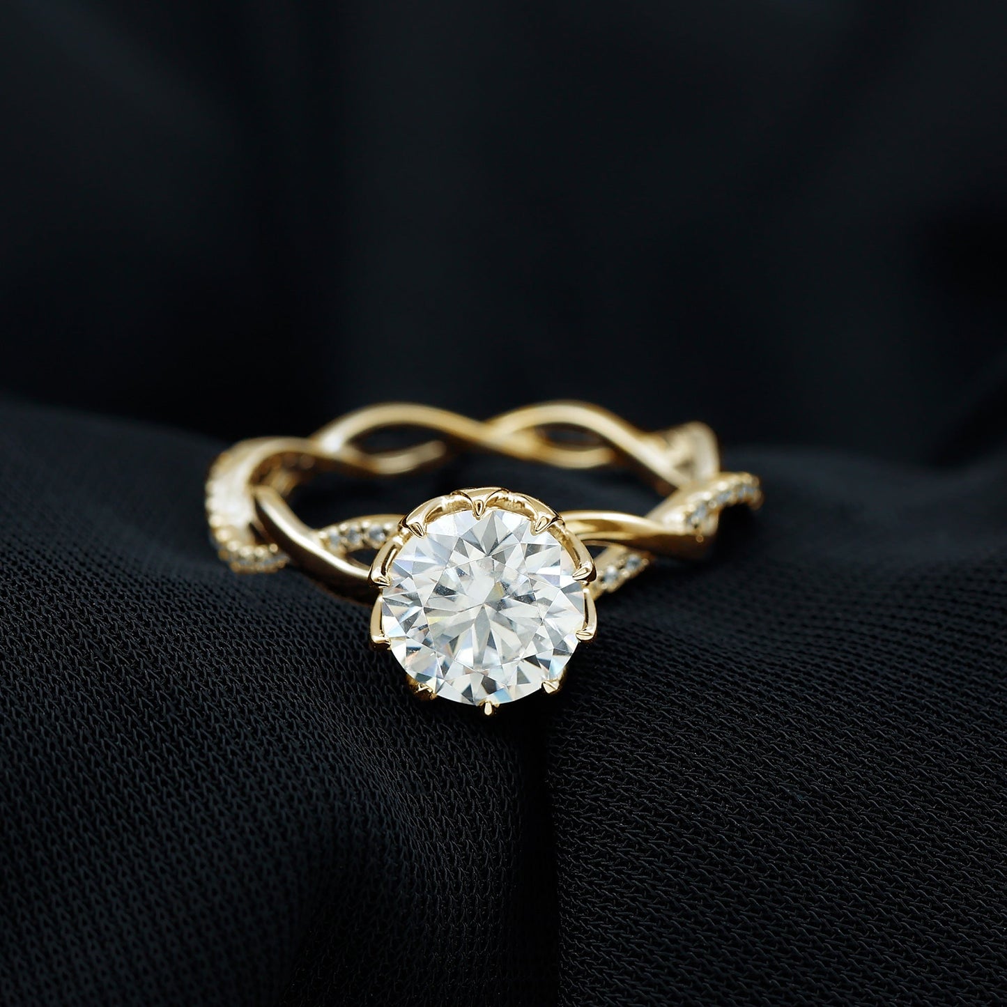 Round Cut Lab Grown Diamond Unique Engagement Ring