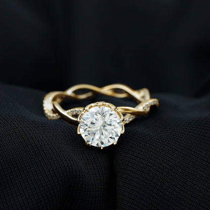 Round Cut Lab Grown Diamond Unique Engagement Ring