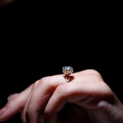 Round Cut Lab Grown Diamond Unique Engagement Ring