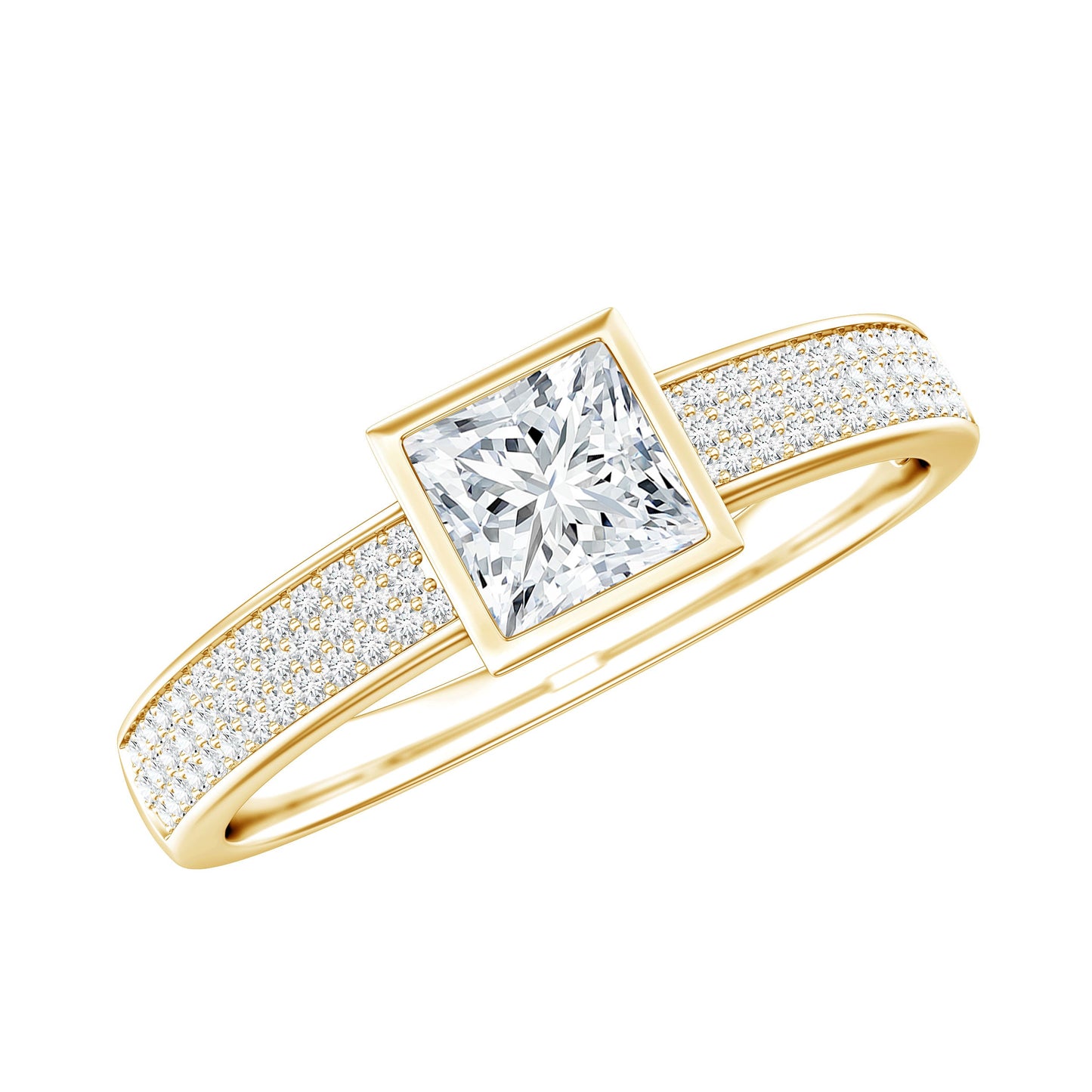 Princess Cut Lab Grown Diamond Bezel Set Engagement Ring