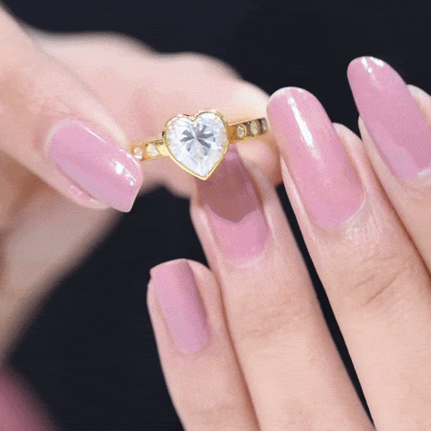 Bezel Set Brilliant Cut Lab Created Diamond Heart Engagement Ring For Women
