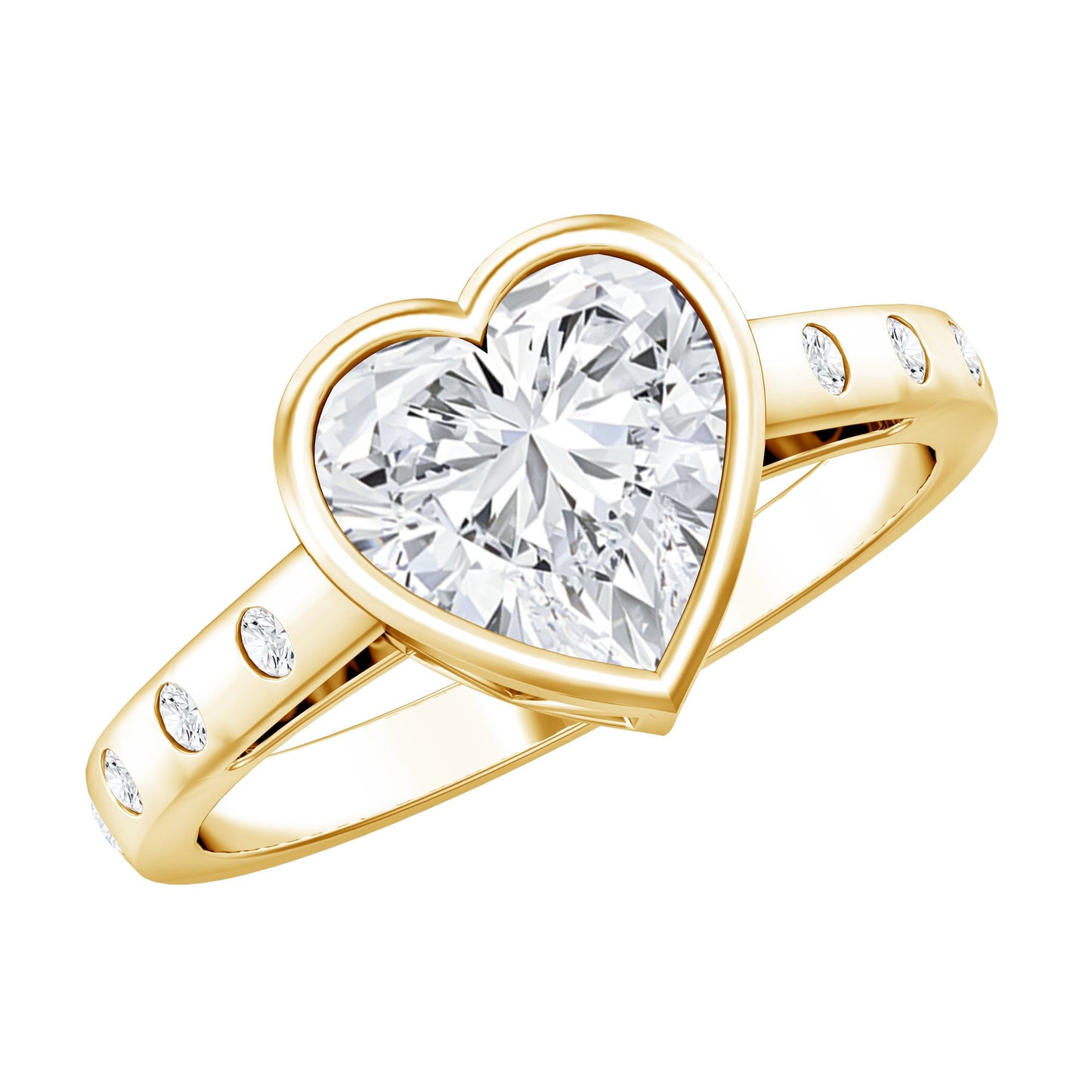 Bezel Set Brilliant Cut Lab Created Diamond Heart Engagement Ring For Women