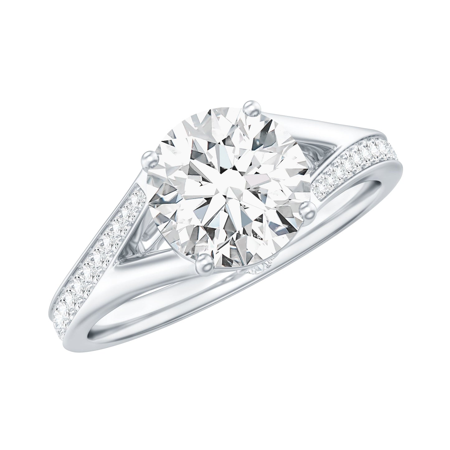 2 Carat Lab Grown Diamond Solitaire Engagement Ring with Split Shank