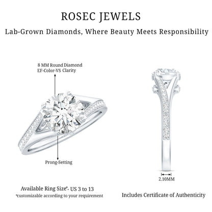2 Carat Lab Grown Diamond Solitaire Engagement Ring with Split Shank