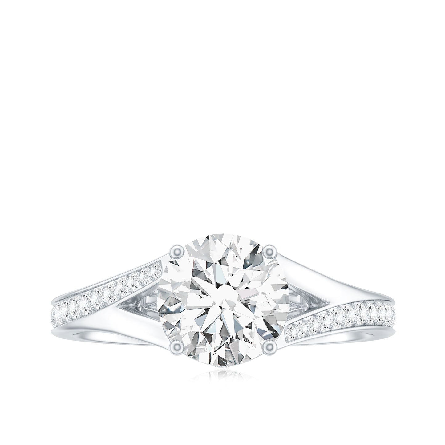 2 Carat Lab Grown Diamond Solitaire Engagement Ring with Split Shank