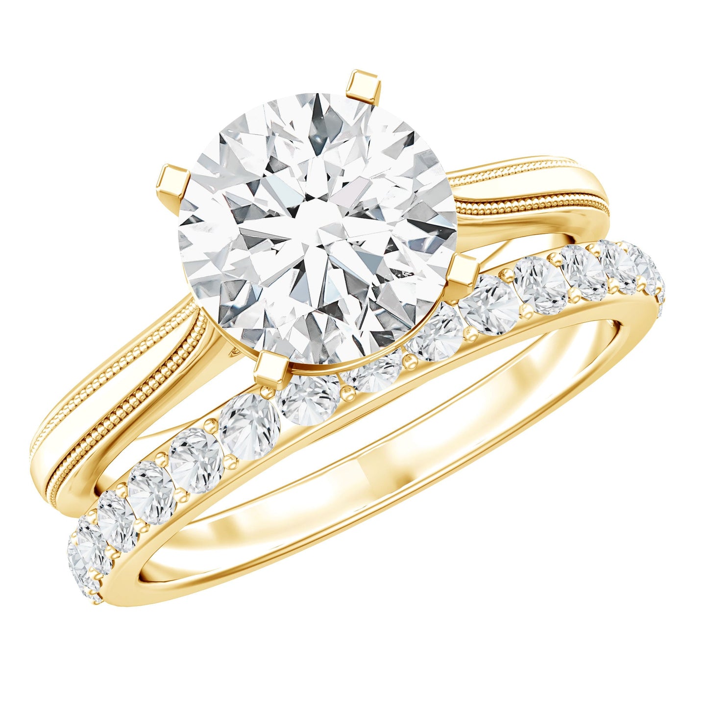 Certified 2 Carat Diamond Solitaire Engagement Ring With Ring Guard