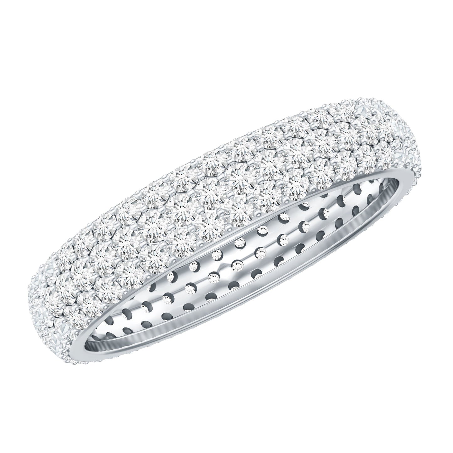 Lab Grown Diamond 3 Row Wedding Band For Women