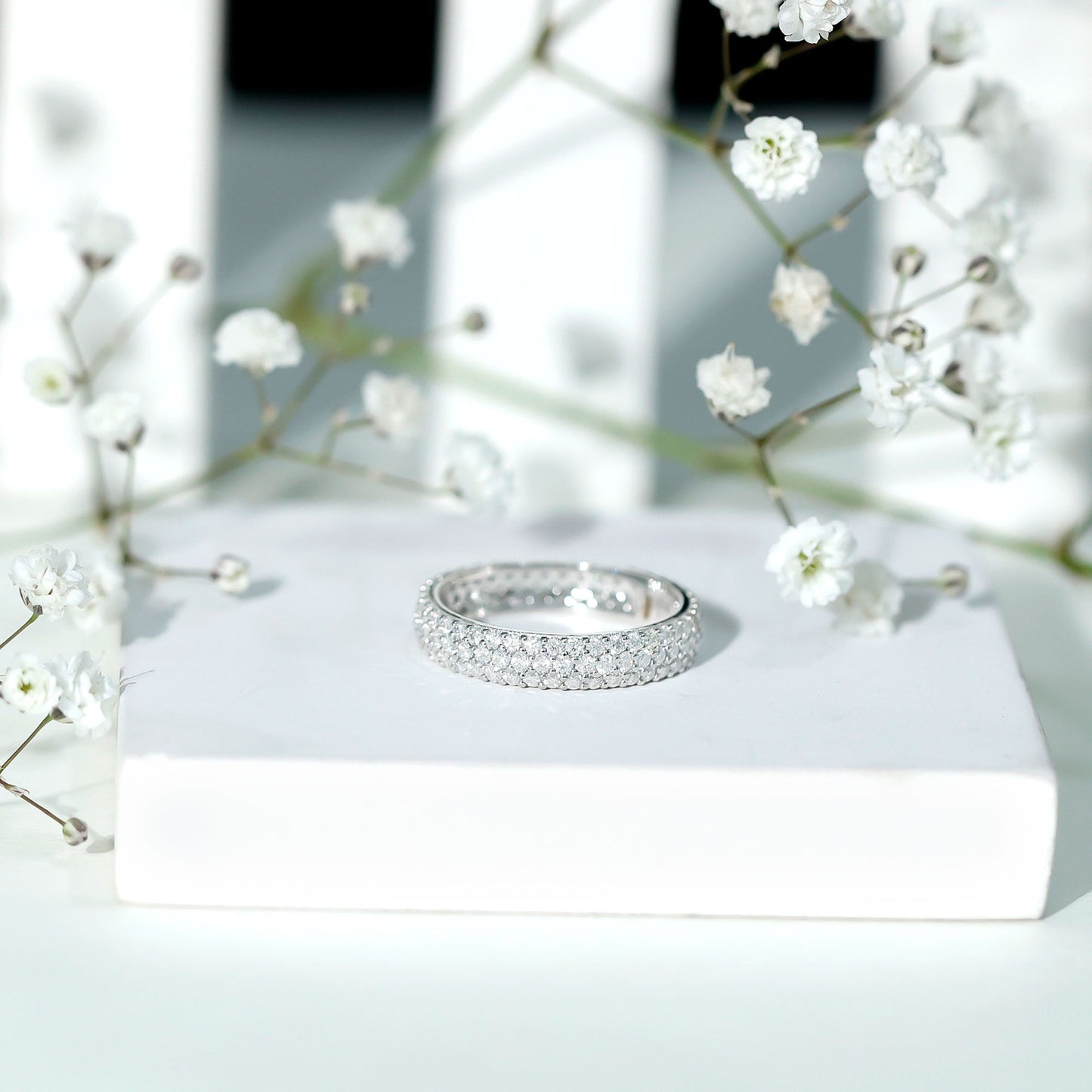 Lab Grown Diamond 3 Row Wedding Band For Women