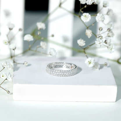 Lab Grown Diamond 3 Row Wedding Band For Women