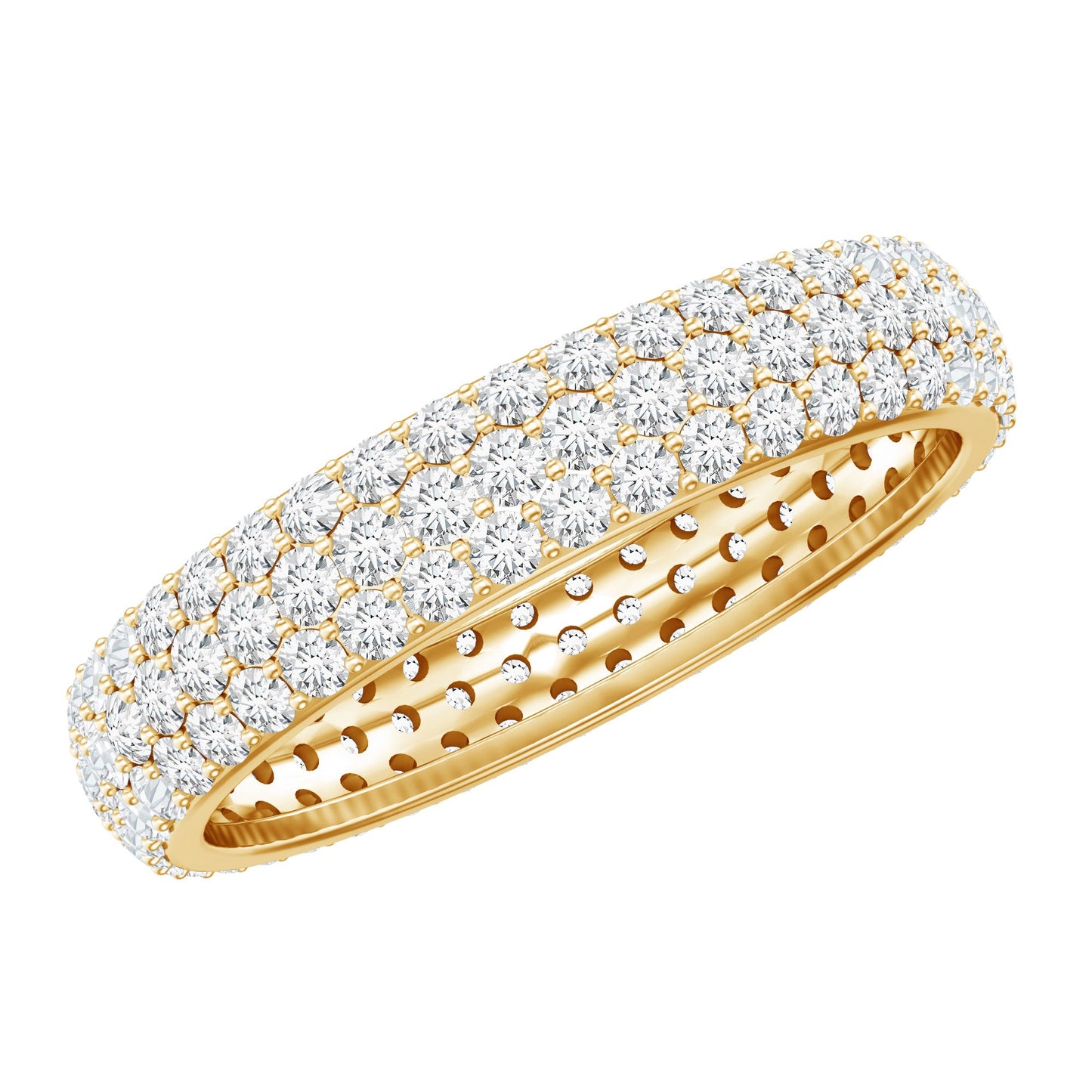 Lab Grown Diamond 3 Row Wedding Band For Women