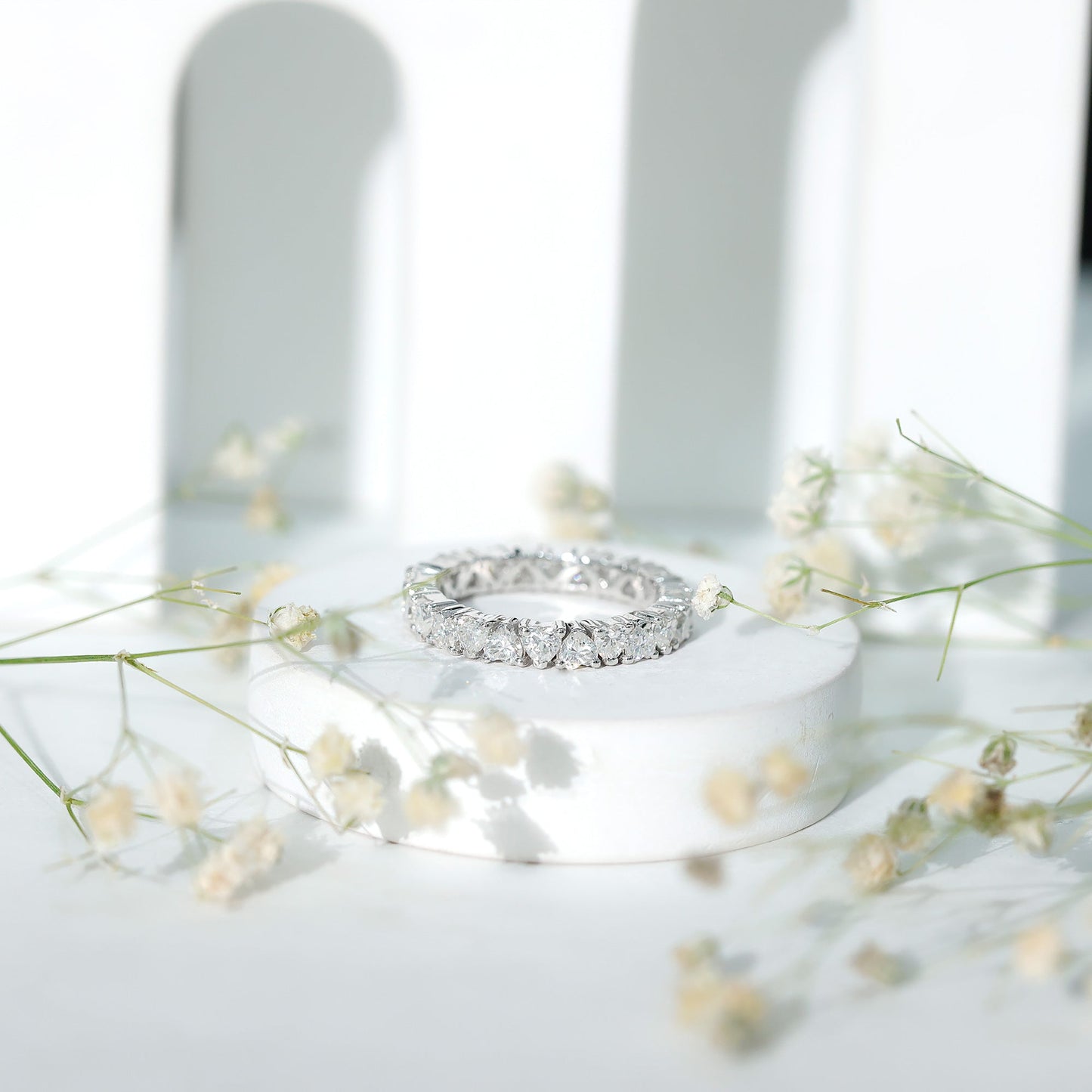 Brilliant Cut Lab Diamond Heart Wedding Band for Women