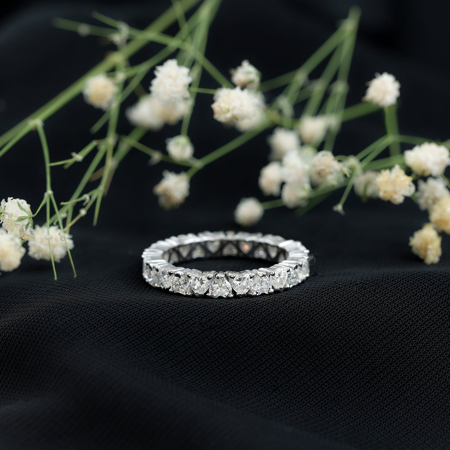 Brilliant Cut Lab Diamond Heart Wedding Band for Women