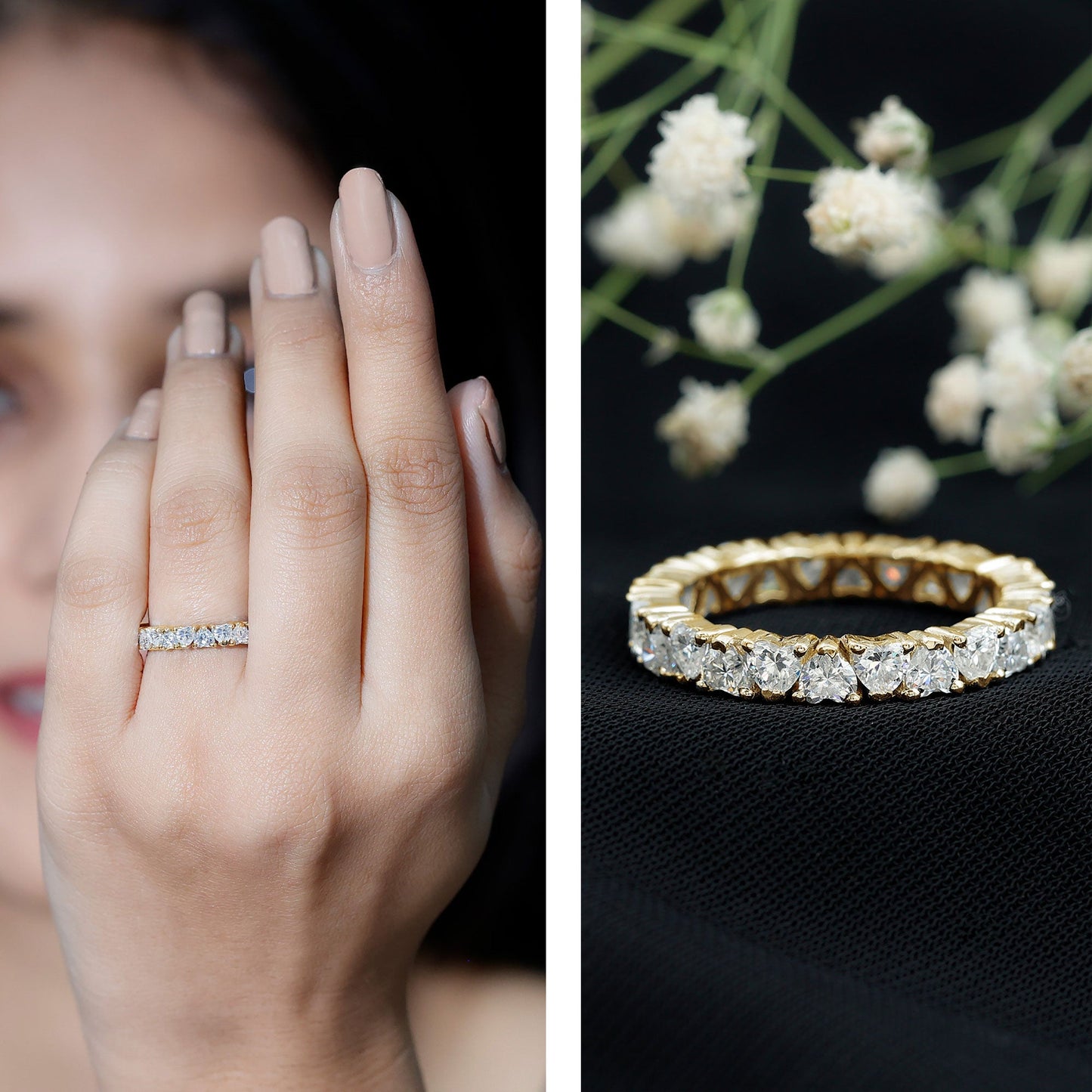 Brilliant Cut Lab Diamond Heart Wedding Band for Women