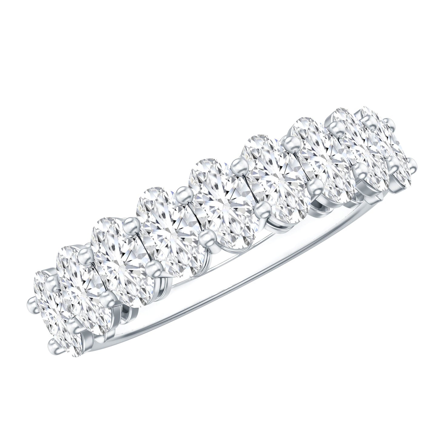Brilliant Cut Oval Diamond Semi Eternity Ring for Women