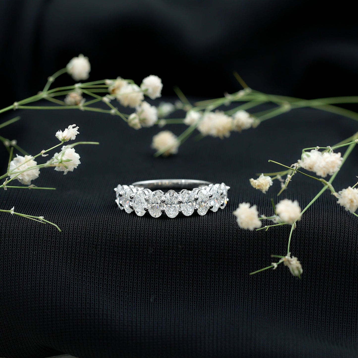Brilliant Cut Oval Diamond Semi Eternity Ring for Women