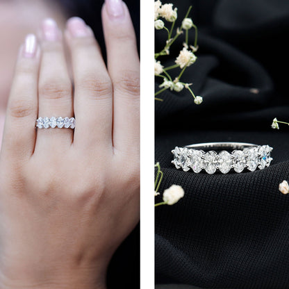 Brilliant Cut Oval Diamond Semi Eternity Ring for Women