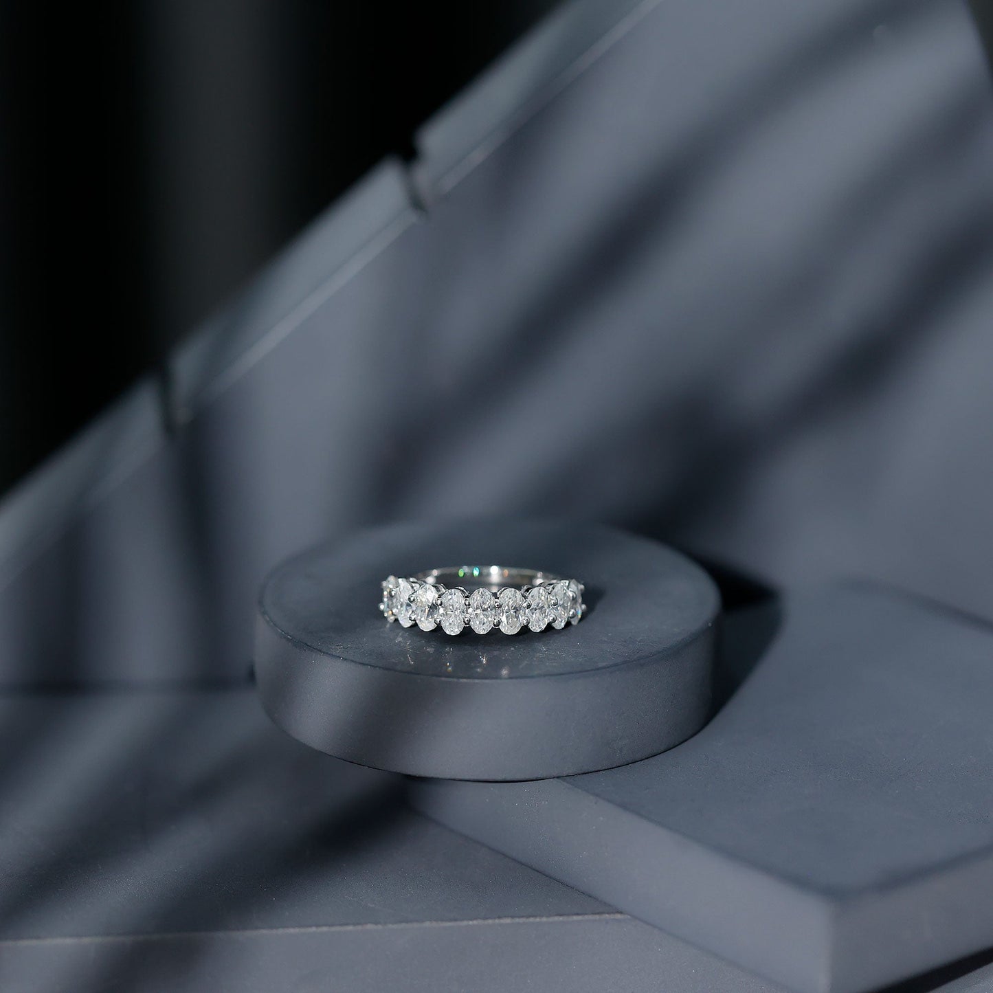 Brilliant Cut Oval Diamond Semi Eternity Ring for Women