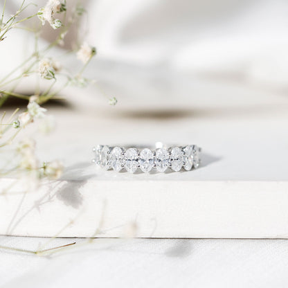 Brilliant Cut Oval Diamond Semi Eternity Ring for Women