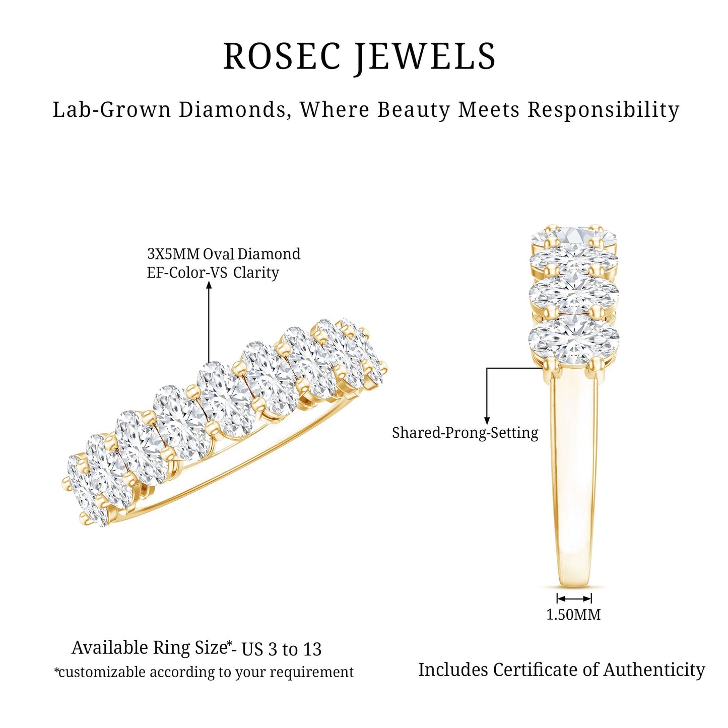 Brilliant Cut Oval Diamond Semi Eternity Ring for Women