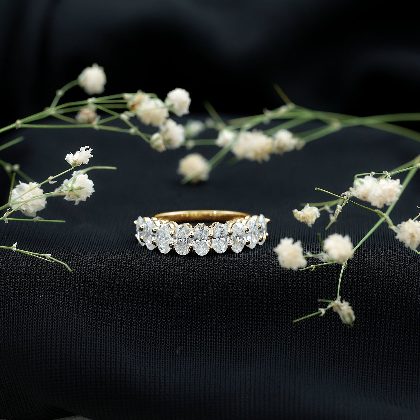 Brilliant Cut Oval Diamond Semi Eternity Ring for Women