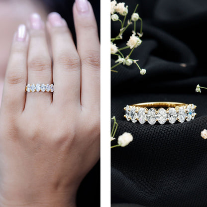 Brilliant Cut Oval Diamond Semi Eternity Ring for Women