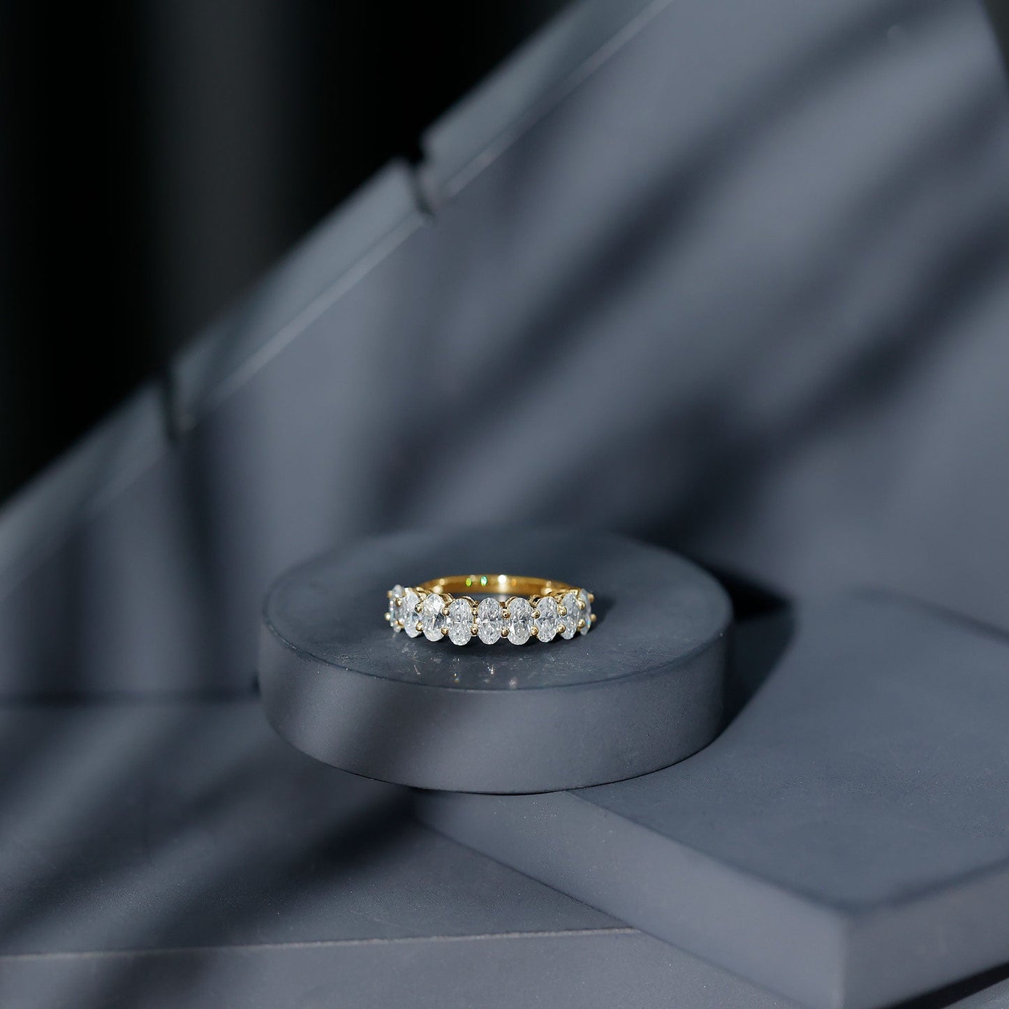 Brilliant Cut Oval Diamond Semi Eternity Ring for Women
