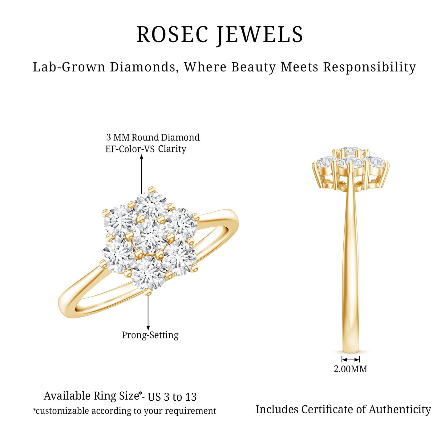 Flower Cluster Lab Grown Diamond Engagement Ring