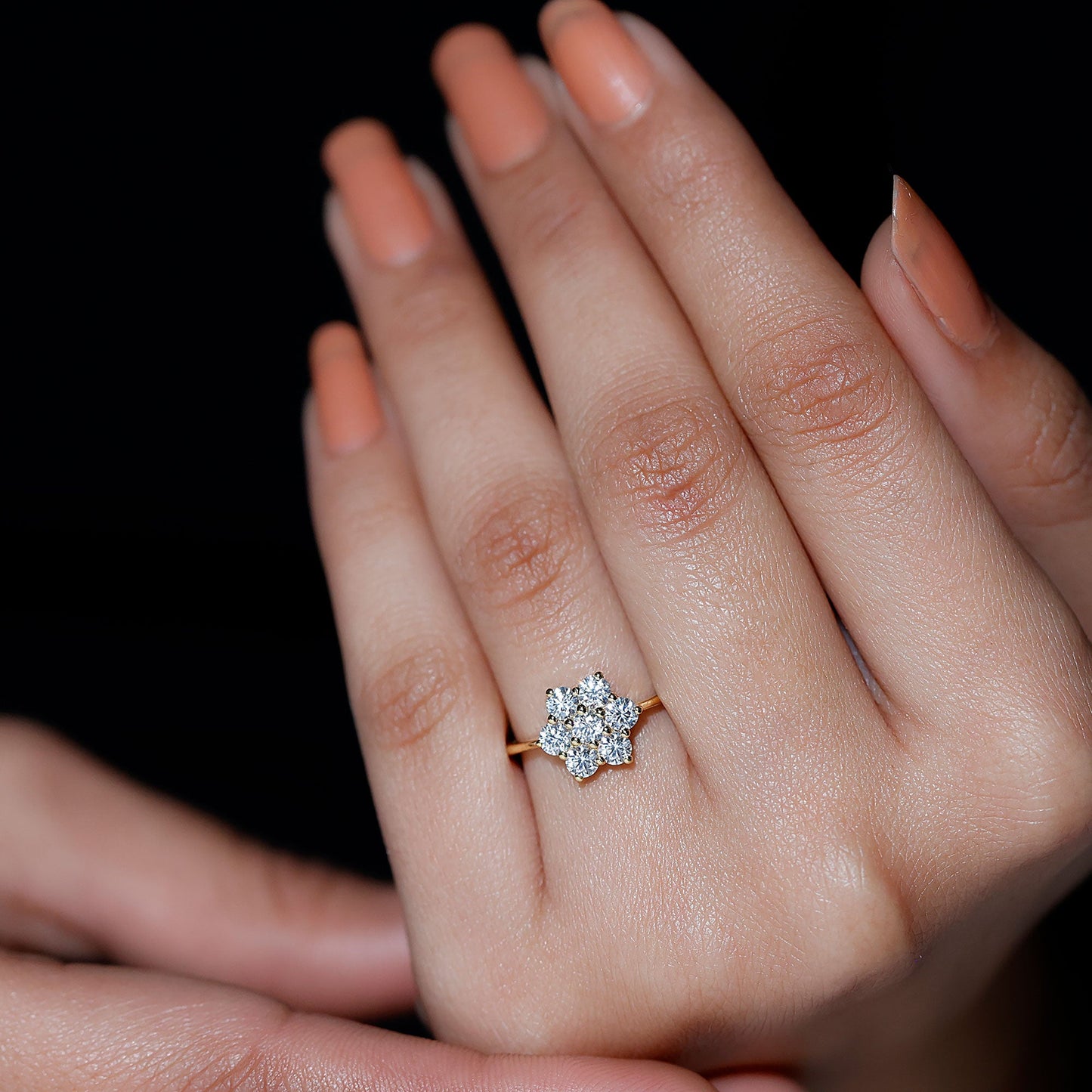 Flower Cluster Lab Grown Diamond Engagement Ring