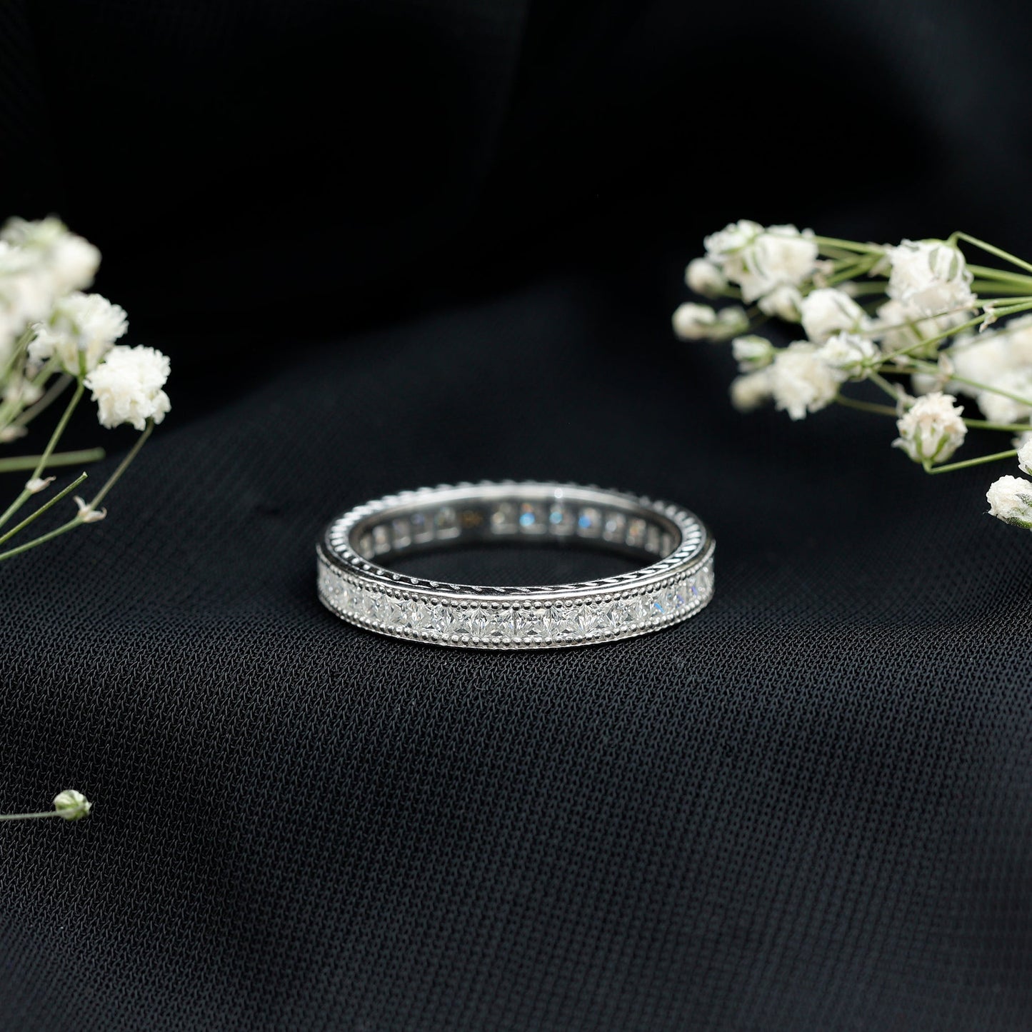 Certified Lab Created Diamond Princess Cut Wedding Band