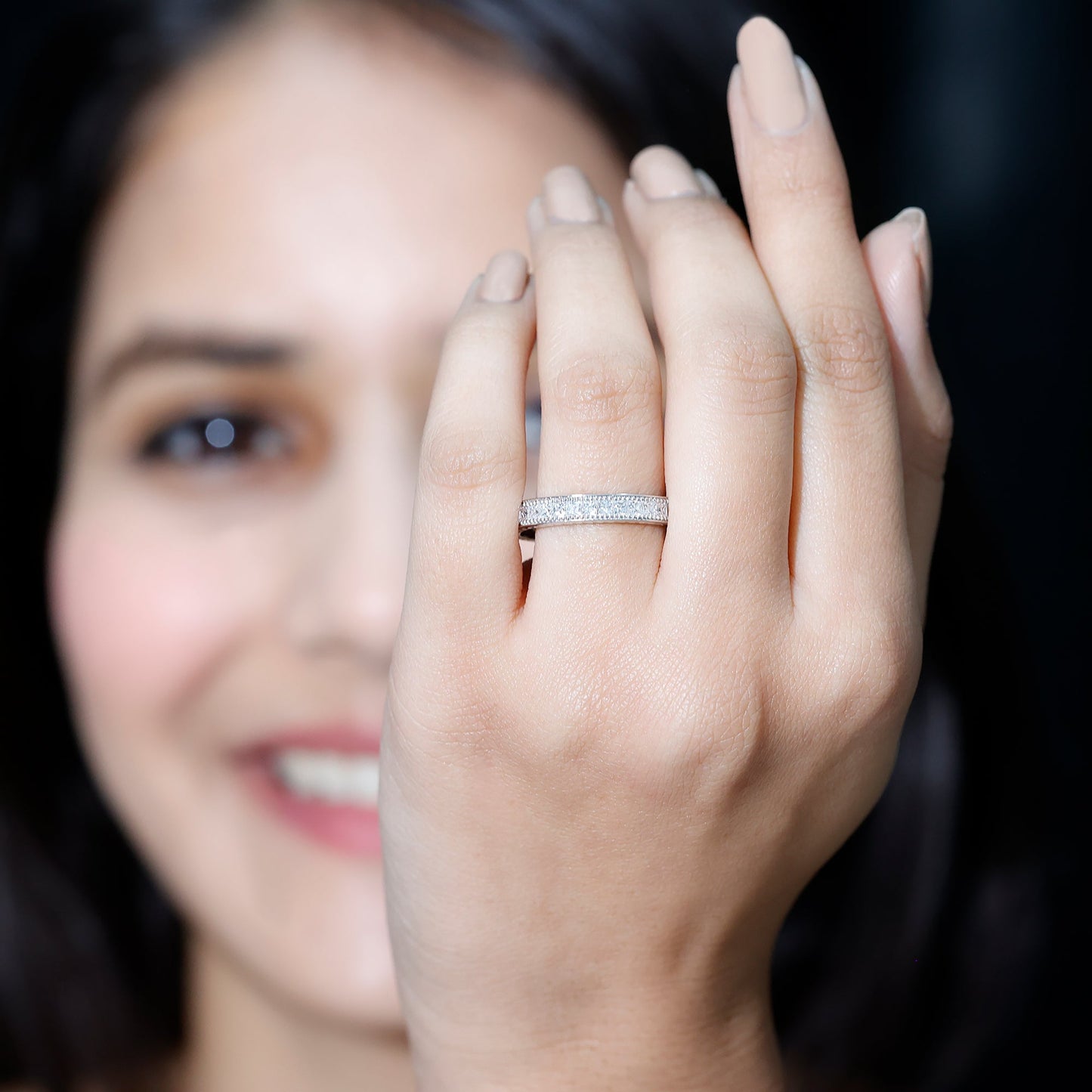 Certified Lab Created Diamond Princess Cut Wedding Band