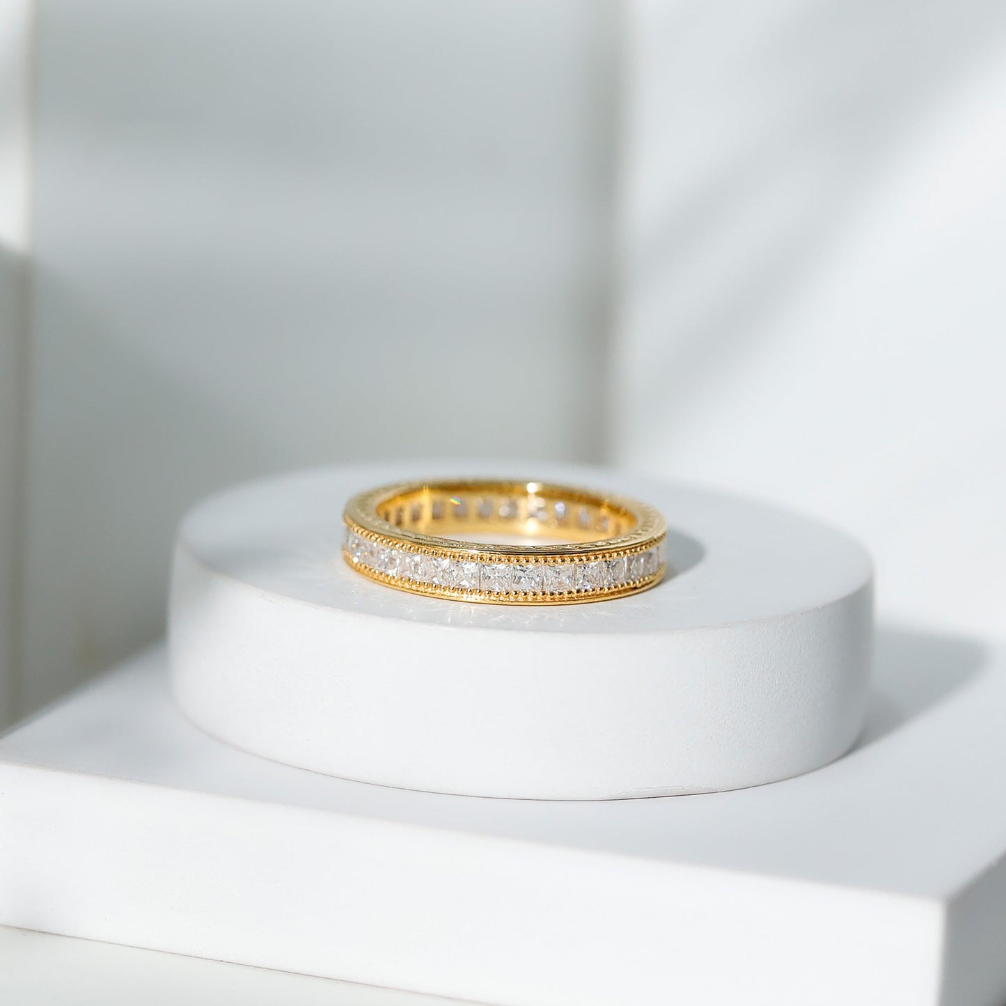 Certified Lab Created Diamond Princess Cut Wedding Band