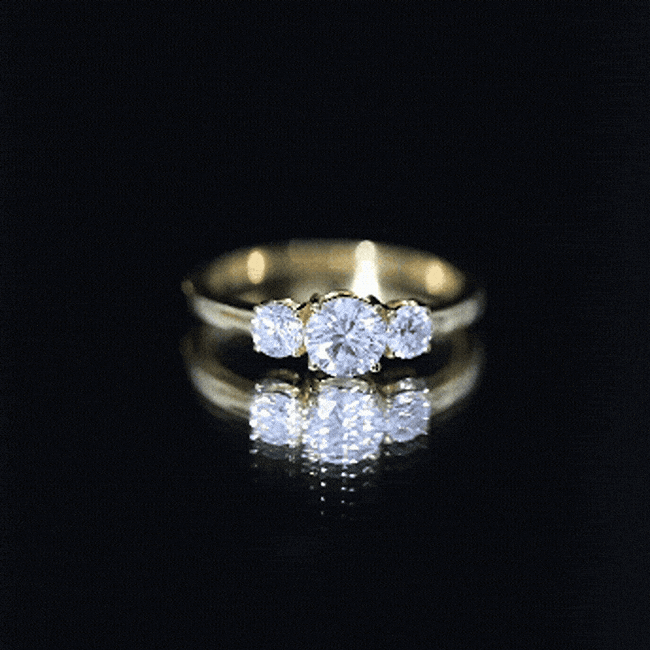 Round Cut Lab Grown Diamond 3 Stone Ring For Women