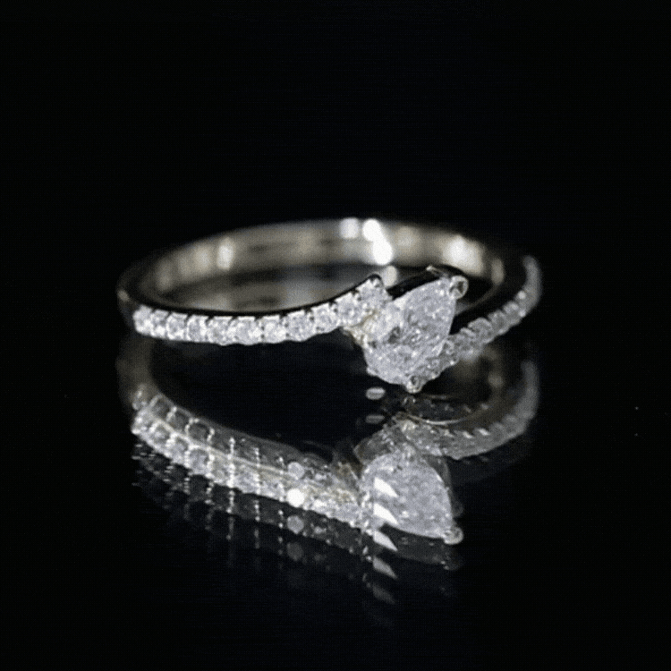 Pear Cut Lab Grown Diamond Bypass Promise Ring