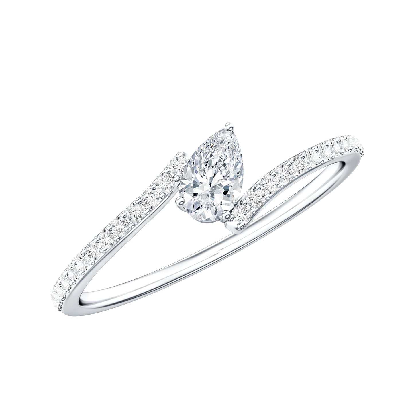 Pear Cut Lab Grown Diamond Bypass Promise Ring