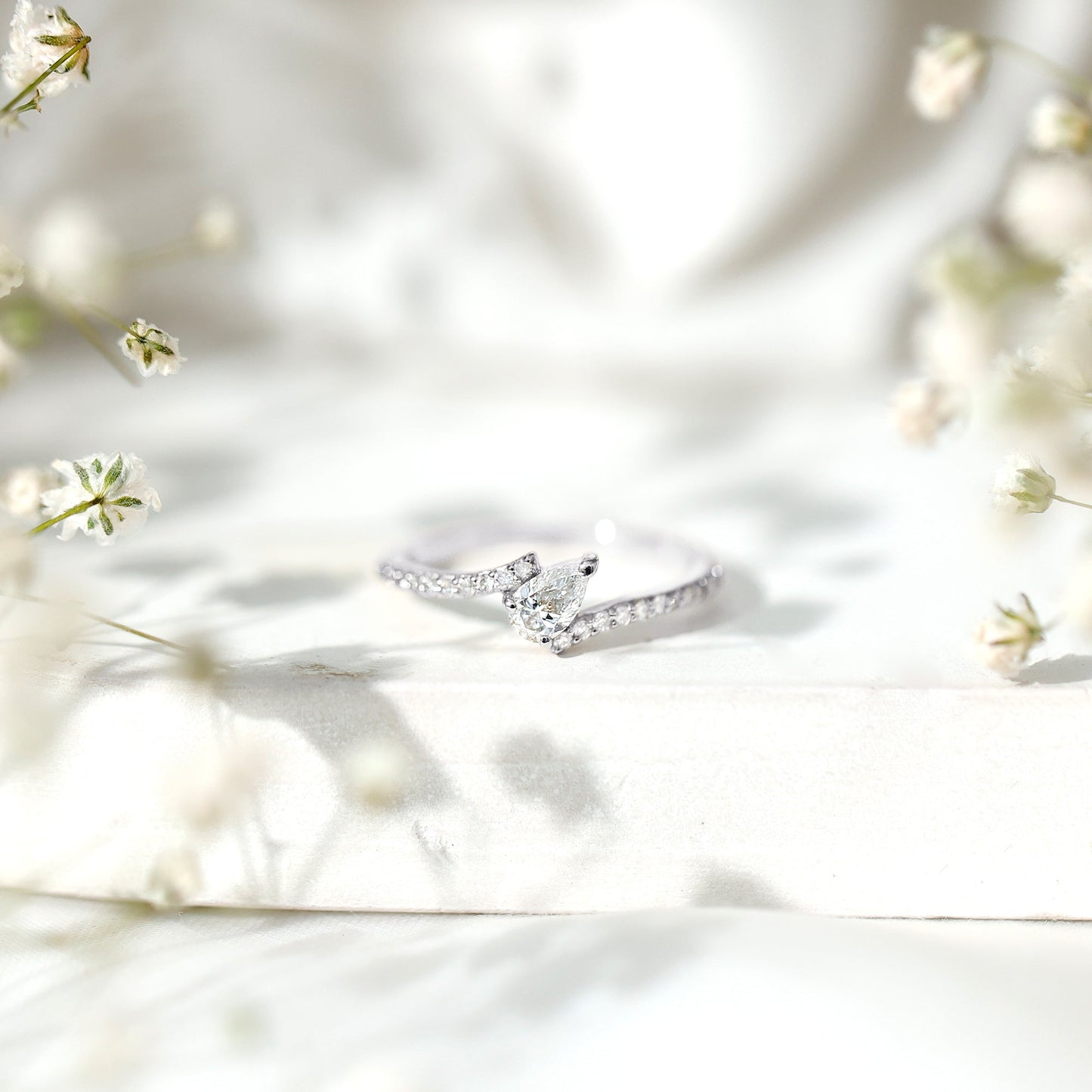 Pear Cut Lab Grown Diamond Bypass Promise Ring