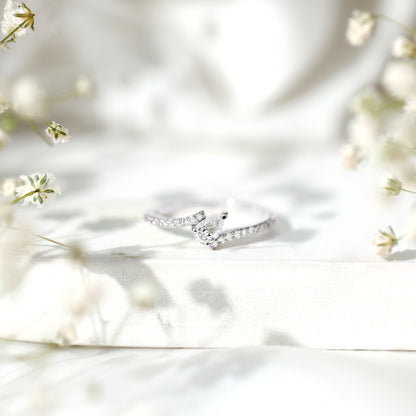 Pear Cut Lab Grown Diamond Bypass Promise Ring