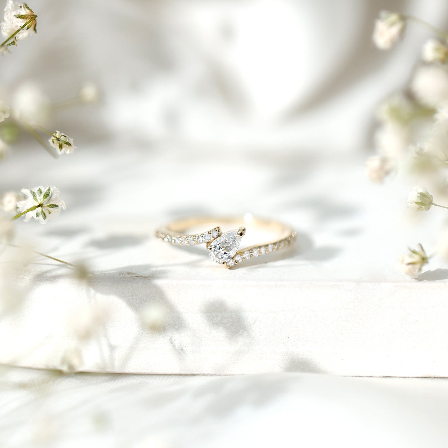 Pear Cut Lab Grown Diamond Bypass Promise Ring