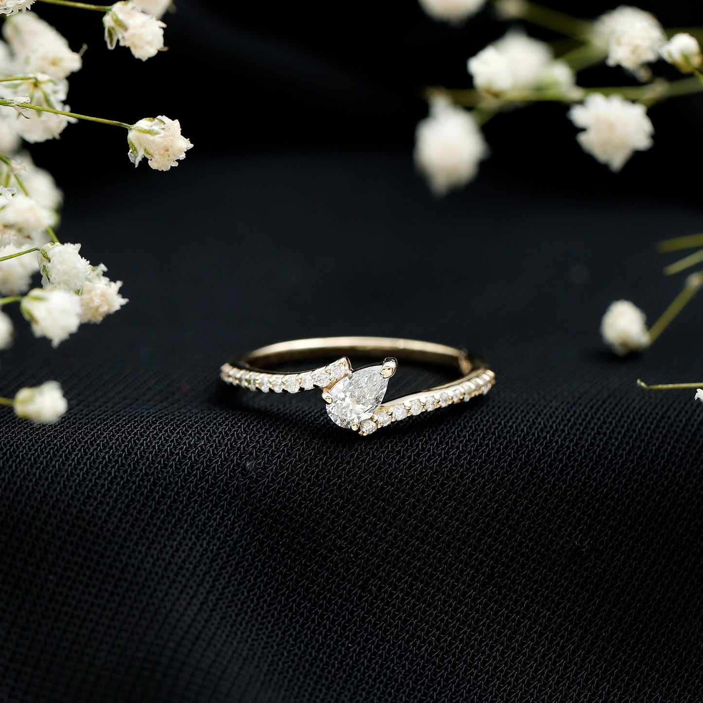 Pear Cut Lab Grown Diamond Bypass Promise Ring