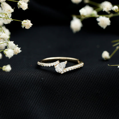 Pear Cut Lab Grown Diamond Bypass Promise Ring