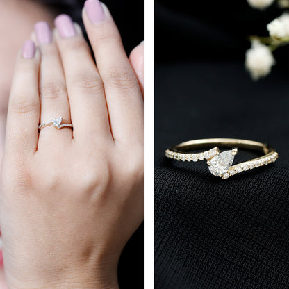 Pear Cut Lab Grown Diamond Bypass Promise Ring