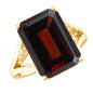 Certified 9 Carat Lab Grown Garnet Emerald Cut Engagement Ring with Split Shank