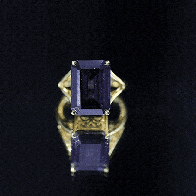 Certified 9 Carat Emerald Cut Lab Grown Amethyst Engagement Ring