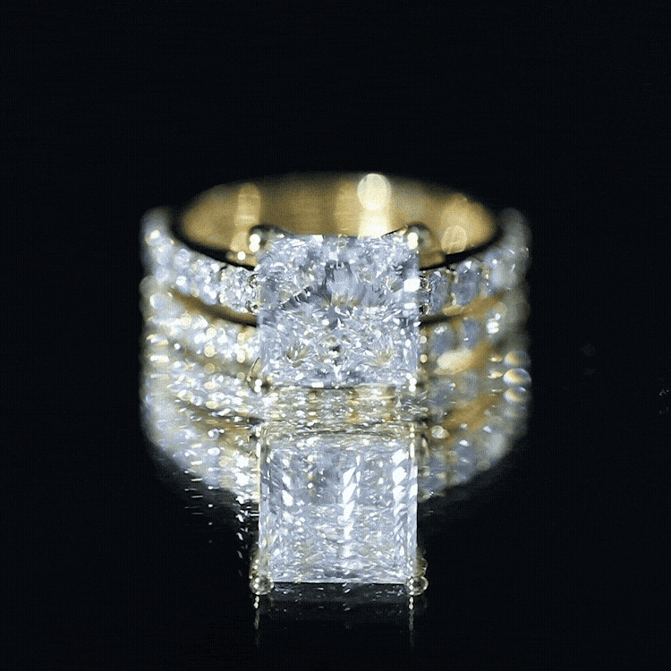 4 Carat IGI Certified Lab Grown Diamond Princess Cut Bridal Ring Set